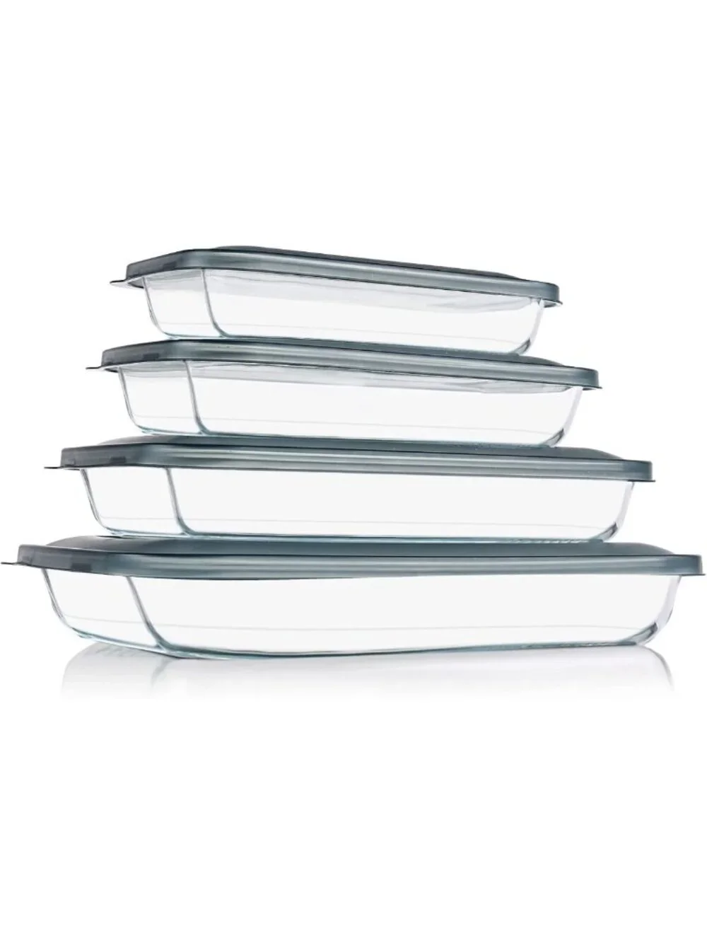 8-Piece Rectangular Glass Bakeware Set with Lids | Perfect for Lasagna
